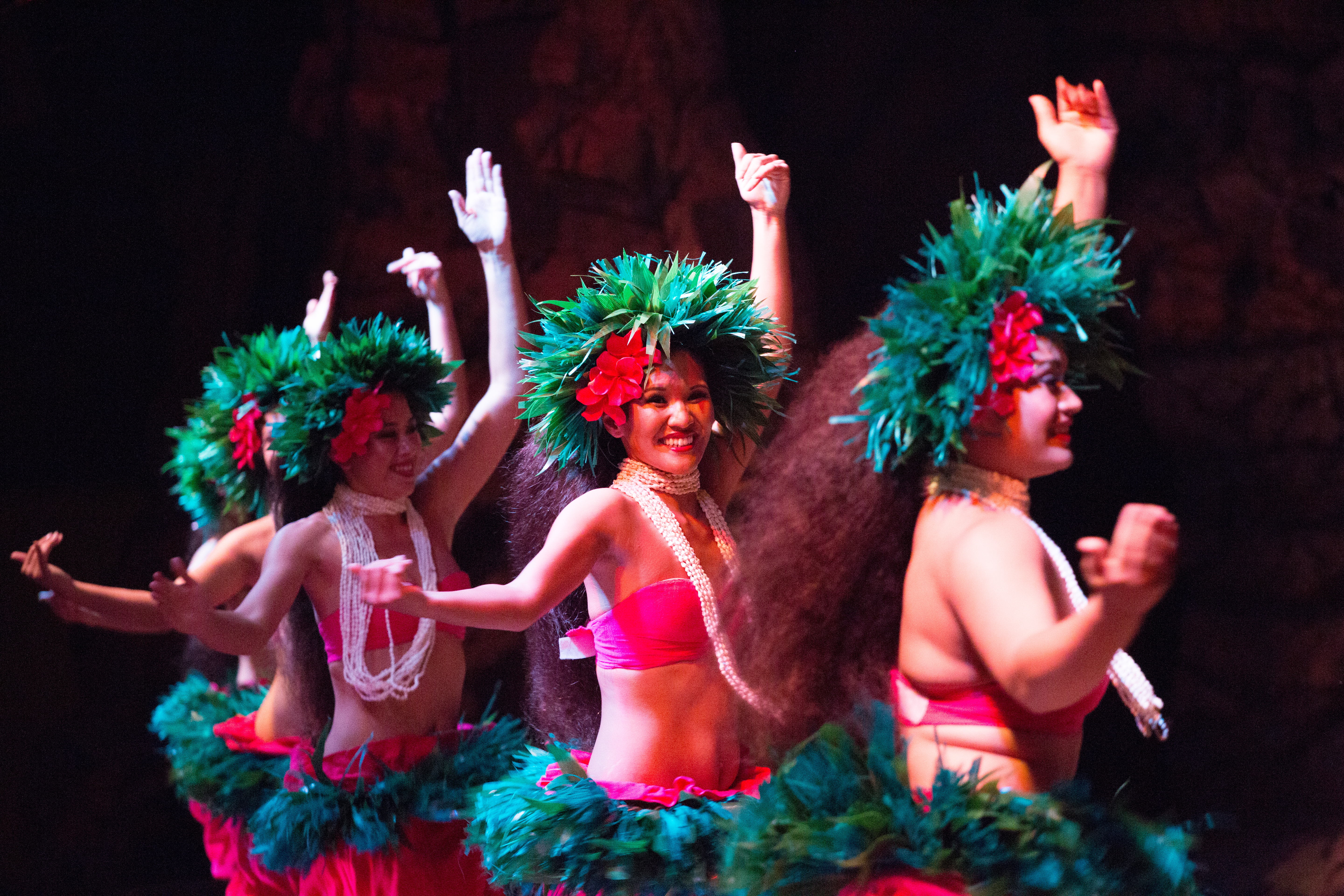 Three woman performing the aparima dance